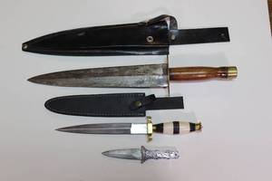 lot 41 image: (3) Double Edged Knives