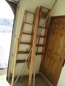 Ladders, Wood Slats, Metal Post, an...