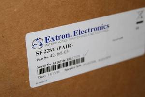 lot 61 image: Pair of NEW Extron SF228T Two-Way SoundField Ceiling Tile Speakers w 8 Woofer