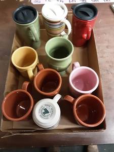 lot 33 image: 10-Longaberger Pottery MugsTravel Cups