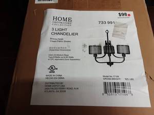 lot 44 image: NEW Home Decor Collections 3-Light Chandelier