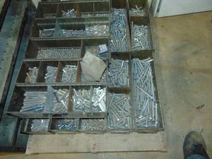 lot 92 image: Large Parts Bin with Trays and Some Hardware