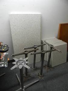 COMMERCIAL TABLE TOPS & BASES - 13 TOPS, 5 BASES - SEE PICTURES