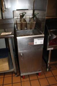 lot 4 image: Frialator Commercial Stainless Steel NSF Gas Deep Fryer Cart