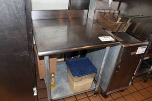 lot 14 image: Commercial Stainless Steel NSF Prep Table with Backslash, Single Storage Shelf
