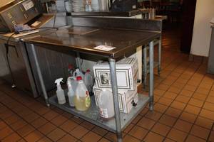 lot 13 image: Commercial Stainless Steel NSF Prep Table with Backslash, Single Storage Shelf