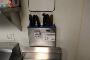 lot 25 image: Knife Set with Stainless Steel Wall-Mount Knife Holder