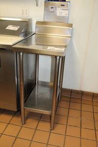 lot 16 image: Commercial Stainless Steel NSF Prep Table with Backslash, Single Storage Shelf