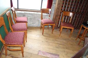 lot 95 image: Lot of (5) Wood Padded Dining Chairs