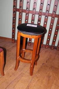 lot 106 image: Black Leather Padded Wood Bar Stool
