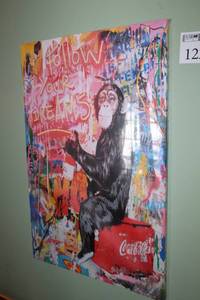 lot 122 image: Coca-Cola Monkey Follow Your Dreams Wall Art