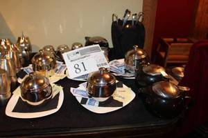 lot 81 image: Stainless Steel Creamer Cups, Tea Pot