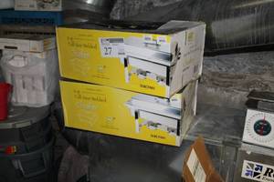 lot 27 image: Lot of (2) 8qt. Full Size Welded Stainless Steel NSF Chafing Dishes