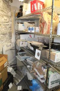 lot 23 image: Plastic Storage, Fryer Baskets, Cupcake Pans, Vinyl Gloves, Small Clear Glasses, Flip-Top Jars,Rolling Pin, Small Scale, Creamers, And More