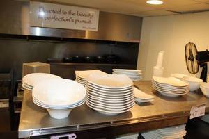 lot 47 image: Lot of (60) White Ceramic Dishes, Serving Bowls