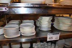 lot 48 image: Lot of (95) White Ceramic Square Plates