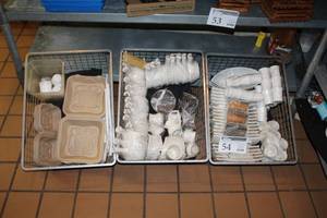 lot 54 image: Dishes, Soup Bowls, To-Go Containers, Plates, Cups, Servers