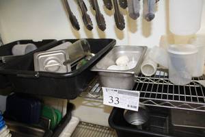 lot 33 image: Cooking Utensils, Baking Utensils, Condiment Containers, Black Wash Bins