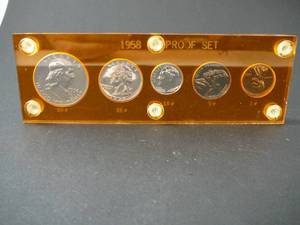 1958 Silver Coin Proof Set 12,.25,.10, .05,.01