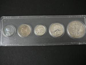 1943 Coins Half Dollar, Quarter, Dime, Nickle, Penny