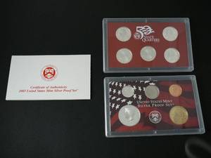 2003 Us Mint Silver Proof Set  (5-.25,.50,$1,.10,.05,.01)