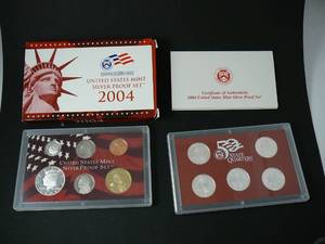 2004 US Mint Silver Proof Set  (5-.25,.50,$1,.10,.05,.01)