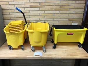 lot 60 image: Lot Of 3 RubberMaid Mop Buckets