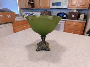 lot 100 image: Vintage Glass and Brass Bowl