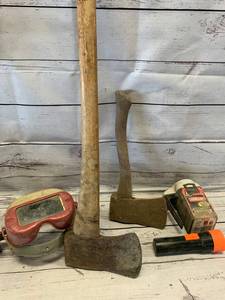 lot 46 image: Axes, Flashlights, Welding Goggles