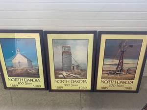 lot 76 image: Lot of 3 North Dakota Centennial Pictures 22 x 30