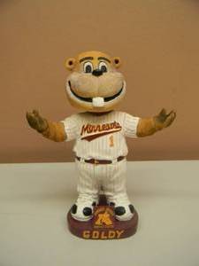 lot 26 image: UNIVERSITY OF MINNESOTA GOLDY GOPHER BASEBALL BOBBLEHEAD - NICE - SEE PICTURES