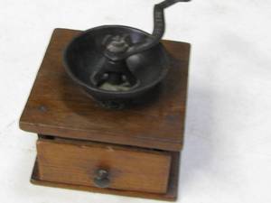 lot 61 image: Vintage wood coffee grinder