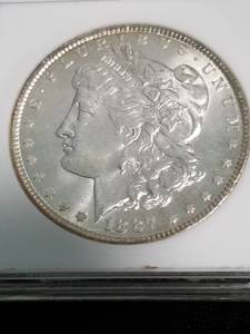 lot 07 image: 1887 MORGAN SILVER DOLLAR MS63 OLD ANACS HOLDER