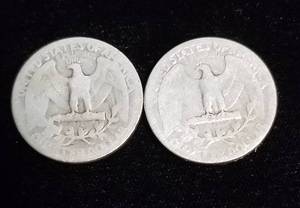 lot 12 image: 2 EARLY WASHINGTON QUARTERS 1932 1934
