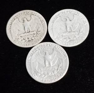 lot 15 image: 3 WASHINGTON QUARTERS 1935 1935-D 1935-S