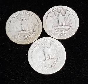 lot 18 image: 3 WASHINGTON QUARTERS 1936 1936-D 1936-S