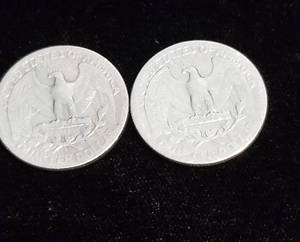 lot 26 image: 2 WASHINGTON QUARTERS 1938 1938-S