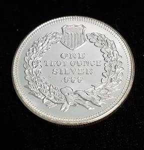 lot 40 image: 1 TROY OZ. .999 FINE SILVER INDIAN HEAD DESIGN