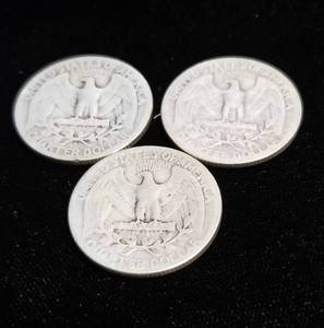 lot 50 image: 3 WASHINGTON QUARTERS 1944 1944-D 1944-S