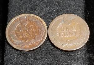 lot 54 image: 2 INDIAN HEAD CENTS 1881 1887