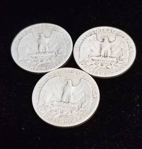 lot 58 image: 3 WASHINGTON QUARTERS 1946 1946-D 1946-S
