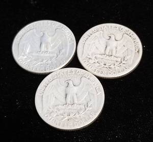 lot 61 image: 3 WASHINGTON QUARTERS 1947 1947-D 1947-S