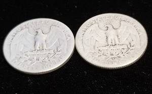 lot 67 image: 2 WASHINGTON QUARTERS 1949 1949-D