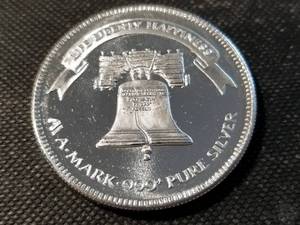 lot 85 image: 1 TROY OZ. .999 FINE SILVER 1983 A-MARK LIBERTY