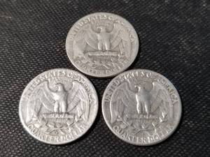lot 87 image: 3 WASHINGTON QUARTERS 1954 1954-D 1954-S