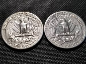 lot 98 image: 2 WASHINGTON QUARTERS 1956 1956-D