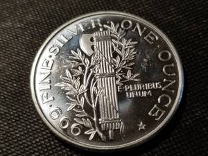lot 108 image: 1 TROY OZ. .999 FINE SILVER MERCURY DIME DESIGN