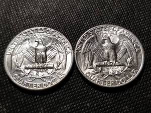 lot 114 image: 2 WASHINGTON QUARTERS 1960 1960-D