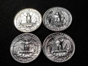 lot 120 image: 4 WASHINGTON QUARTERS 1963 1963-D 1964 1964-D