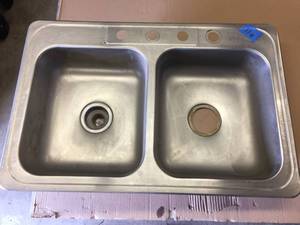 lot 11 image: Stainless steel double sink